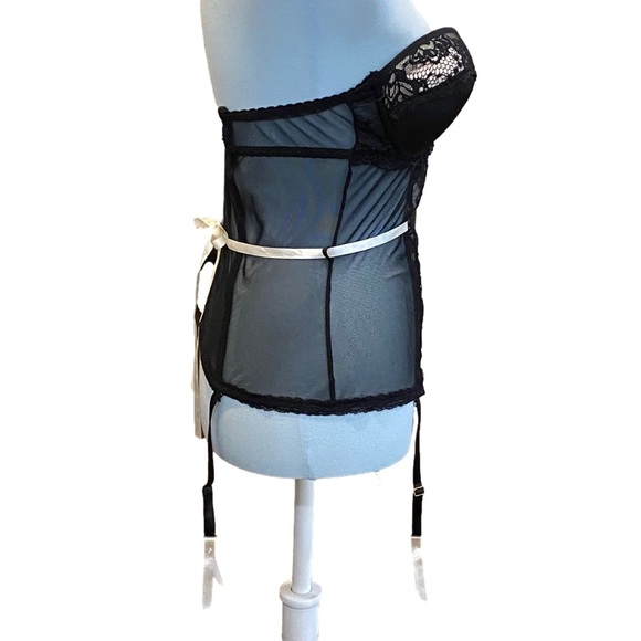 Fuchsia Black Lace Bustier - Size L - Picture 4 of 9